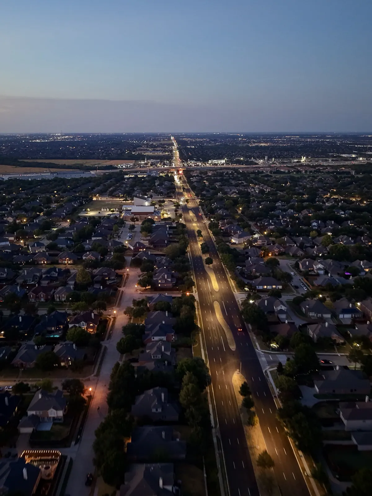 Boulevard lit at night
