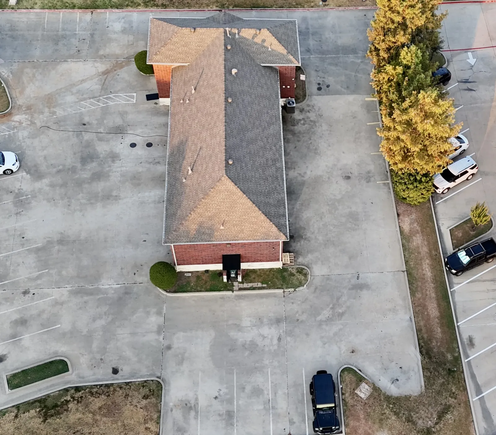 Commercial roof, straight down