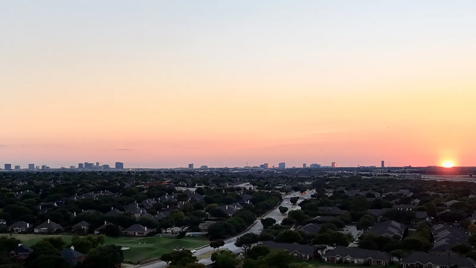 Dallas skyline at sunset