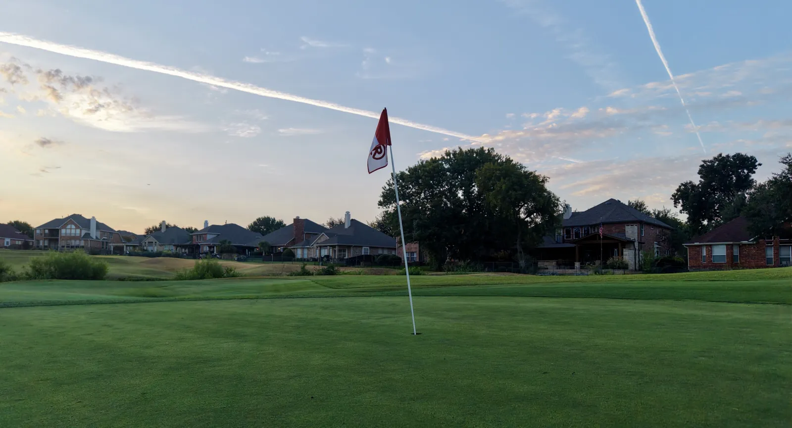 On the green, from the ground