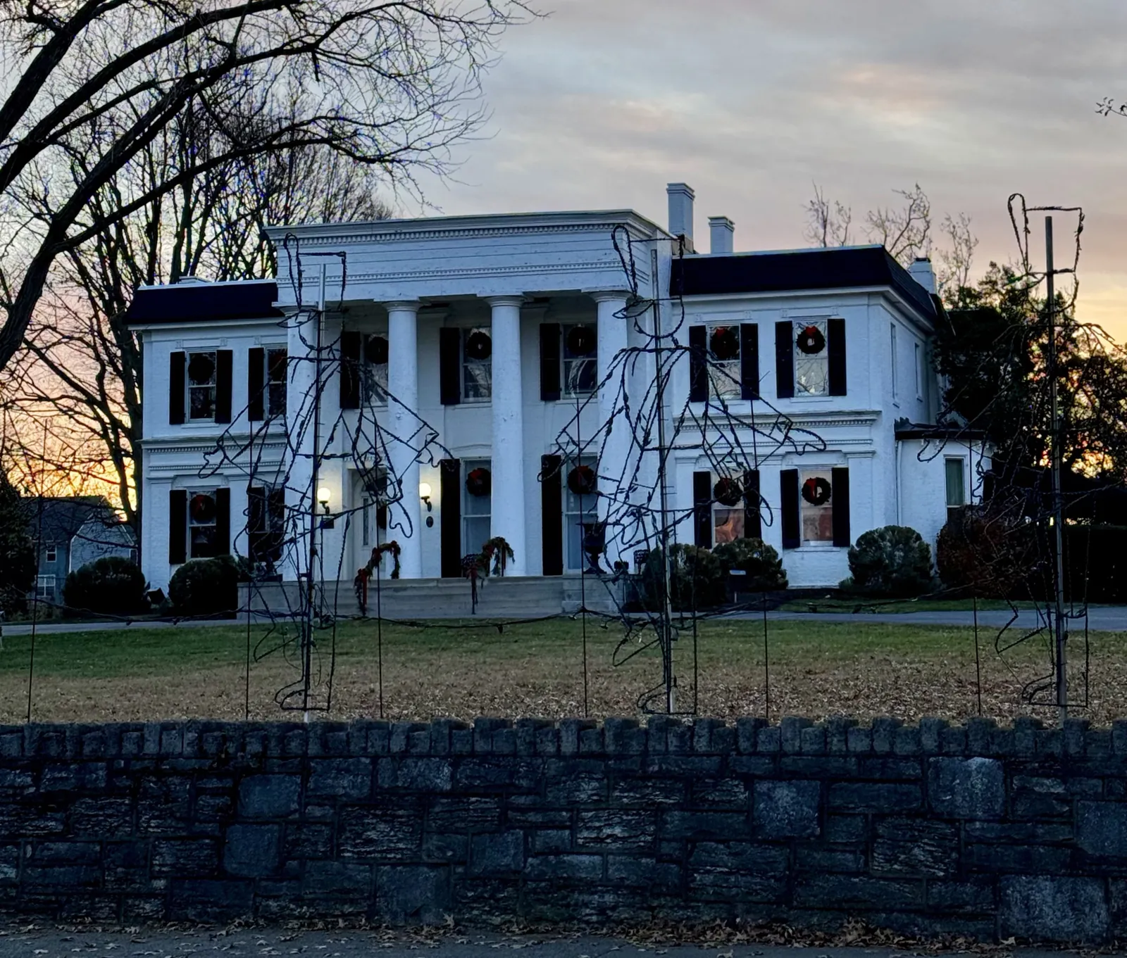 Historic home at dusk