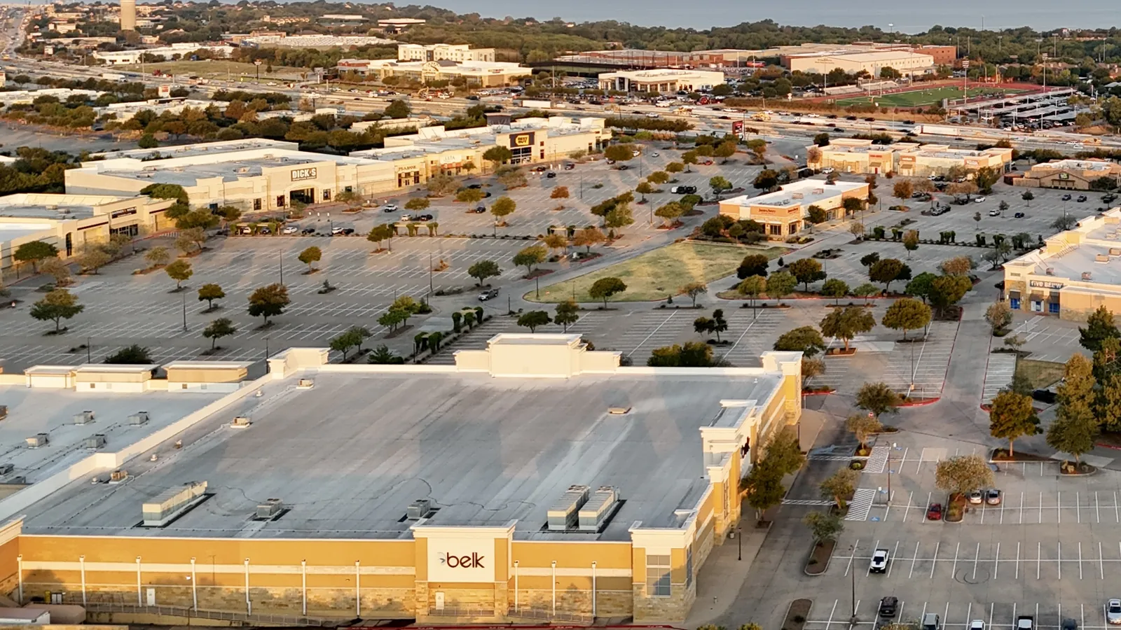Shopping center at sunrise