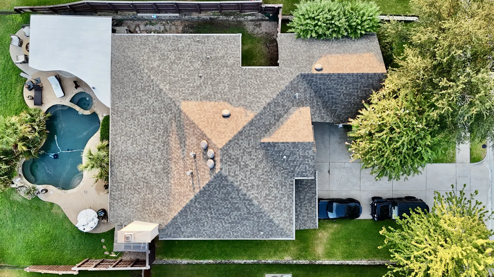 Home roof, straight down