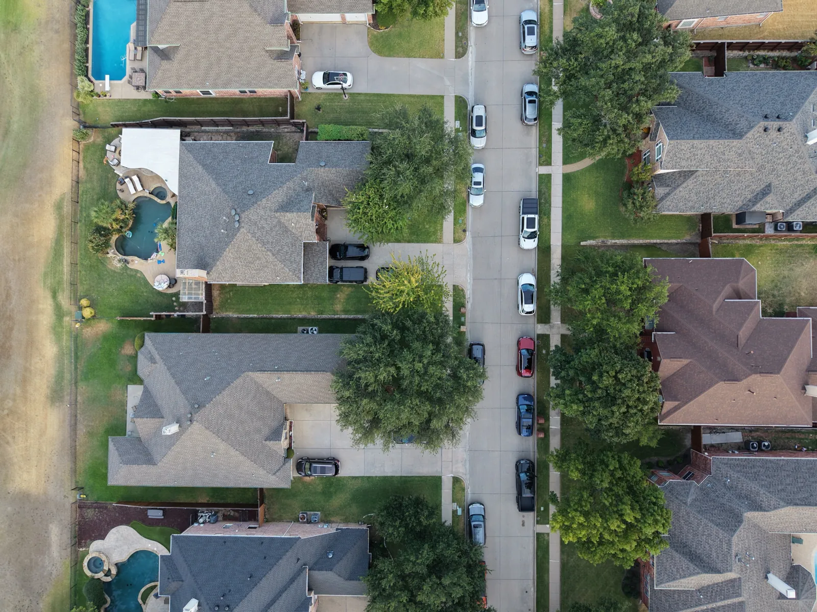 Street and rooftops, straight down